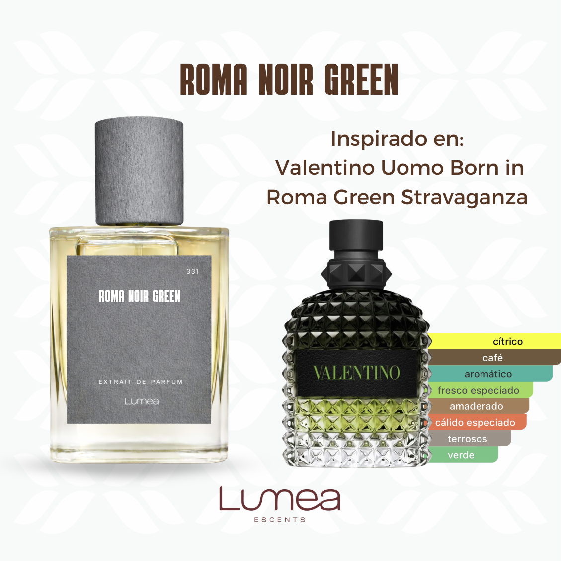 Roma Noir Green (inspirada en: Uomo Born in Roma Green Stravaganza de Valentino )